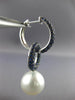 ESTATE LARGE 3.0CT AAA SAPPHIRE & AAA SOUTH SEA PEARL 18K WHITE GOLD 3D EARRINGS