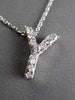 ESTATE .20CT DIAMOND 14KT WHITE GOLD 3D " Y " INITIAL FLOATING PENDANT #13039