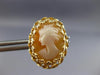 ANTIQUE 14K YELLOW GOLD 3D CLASSIC LADY CAMEO FILIGREE PUSH BACK EARRINGS #20155