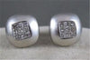 ESTATE .36CTW PRINCESS DIAMOND 14KT WHITE GOLD EARRINGS INVISIBLE SET 9MM #7763