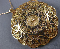 ANTIQUE EXTRA LARGE 14KT ROSE GOLD CLASSIC FLOWER CIRCLE FILIGREE PENDANT #21874