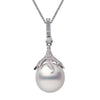 .32CT DIAMOND & AAA SOUTH SEA PEARL 18KT WHITE GOLD 3D PAVE BEZEL LEAF PENDANT