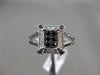 ESTATE .50CT WHITE & BLACK DIAMOND 14KT WHITE GOLD CLUSTER SQUARE FILIGREE RING