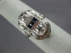 ANTIQUE WIDE .70CT OLD MINE DIAMOND & AAA SAPPHIRE PLATINUM OPEN FILIGREE RING