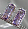 ESTATE 5.65CT DIAMOND & AAA AMETHYST 14KT ROSE GOLD RECTANGULAR CLIP ON EARRINGS