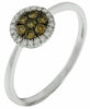 .18CT WHITE & CHOCOLATE FANCY DIAMOND 14K WHITE GOLD 3D CLUSTER FLOWER LOVE RING