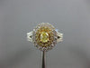 LARGE 2.49CT WHITE & FANCY YELLOW DIAMOND 18K TWO TONE GOLD HALO ENGAGEMENT RING