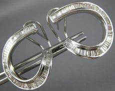 ESTATE LARGE 2.20CT DIAMOND 18KT WHITE GOLD 3D CLASSIC SIDE WAY HOOP EARRINGS