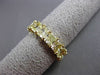 ESTATE LARGE 7.50CT FANCY DIAMOND 18KT YELLOW GOLD EMERALD CUT ETERNITY RING