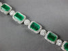 ESTATE LARGE 14.25CT DIAMOND & AAA EMERALD 18K WHITE GOLD SQUARE TENNIS BRACELET