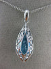 ESTATE LARGE 3.12CT DIAMOND & AAA BLUE TOPAZ 14K WHITE GOLD 3D TEAR DROP PENDANT