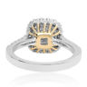 ESTATE WIDE 1.04CT WHITE & FANCY YELLOW DIAMOND 18KT 2 TONE GOLD ENGAGEMENT RING