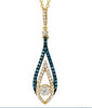 ESTATE .45CT WHITE & BLUE DIAMOND 14KT YELLOW GOLD 3D TEAR DROP FLOATING PENDANT