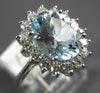 ESTATE LARGE 2.65CT DIAMOND & AAA AQUAMARINE 14KT WHITE GOLD 3D ENGAGEMENT RING