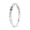 ESTATE .19CT DIAMOND & AAA RUBY 14KT WHITE GOLD SWIRL WEDDING ANNIVERSARY RING