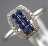 ESTATE .35CT DIAMOND & AAA SAPPHIRE 14KT WHITE GOLD MULTI ROW RECTANGULAR RING