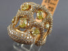 ESTATE LARGE 2.81CT WHITE & FANCY YELLOW DIAMOND 14KT ROSE GOLD ETOILE FUN RING