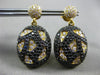 ESTATE LARGE 2.32CT WHITE & BLACK DIAMOND 18K YELLOW & BLACK GOLD OVAL EARRINGS