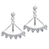 ESTATE .94CT DIAMOND 18KT WHITE GOLD 3D MULTI FLOWER TRIANGULAR HANGING EARRINGS