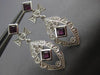 ESTATE LARGE 1.60CT DIAMOND & TOURMALINE 14KT WHITE GOLD FLOWER HANGING EARRINGS