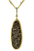 ESTATE 1.81CT WHITE & MOCHA DIAMOND 14KT YELLOW GOLD ELONGATED OVAL FUN PENDANT