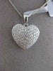 ESTATE .59CT DIAMOND 18KT WHITE GOLD CLASSIC PUFF HEART FLOATING PENDANT & CHAIN