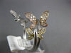 ESTATE LARGE .53CT DIAMOND 14KT WHITE YELLOW & ROSE GOLD 3D BUTTERFLY LOVE RING