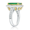 ESTATE LARGE 8.4CT DIAMOND & AAA EMERALD 18K 2 TONE GOLD CLASSIC ENGAGEMENT RING