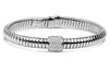 ESTATE .40CT DIAMOND 18K WHITE GOLD 3D SQUARE SNAKE FLEXIBLE FUN BANGLE BRACELET