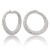 ESTATE LARGE 6.14CT DIAMOND 18KT WHITE GOLD 3D MULTI ROW SIDE WAY HOOP EARRINGS