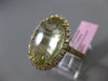 ESTATE LARGE 8.02CT DIAMOND & GREEN AMETHYST 14KT YELLOW GOLD OPEN FILIGREE RING