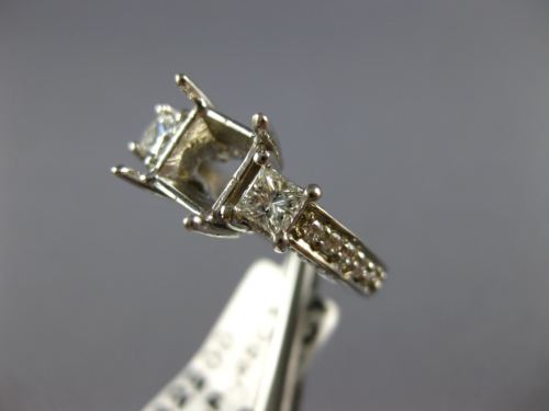 .89CT DIAMOND 14KT WHITE GOLD PRINCESS 3 STONE SEMI MOUNT ENGAGEMENT RING #18636