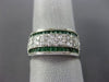 ESTATE WIDE .95CT DIAMOND & AAA EMERALD 18KT WHITE GOLD WEDDING ANNIVERSARY RING