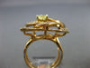 ESTATE LARGE 1.07CT WHITE & FANCY YELLOW DIAMOND 18KT ROSE GOLD FLOWER LOVE RING