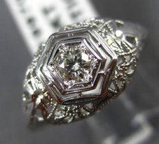 ANTIQUE .15CT DIAMOND 14KT WHITE GOLD 3D CLASSIC FILIGREE ENGAGEMENT RING #19970