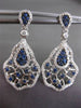 ANTIQUE 1.34CT DIAMOND & SAPPHIRE 14KT WHITE GOLD 3D SPIDER WEB HANGING EARRINGS