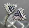 ESTATE WIDE .36CT DIAMOND & AAA SAPPHIRE 14KT WHITE GOLD TRIANGLE PAVE FUN RING