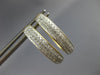 ESTATE LARGE 1.0CT DIAMOND 14KT 2 TONE GOLD 3D CLASSIC 3 ROW OVAL HOOP EARRINGS