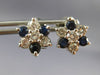ANTIQUE .95CT DIAMOND & AAA SAPPHIRE 14KT WHITE GOLD STAR BURST EARRINGS #22485