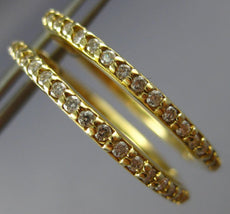 ESTATE .54CT DIAMOND 14KT YELLOW GOLD 3D HOOP HUGGIE HANGING EARRINGS #16814