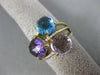 ESTATE LARGE 6.80CT DIAMOND & AAA MULTI GEM 14KT YELLOW GOLD THREE ROW FUN RING