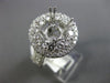 ESTATE LARGE 1.9CT DIAMOND 14K WHITE GOLD DOUBLE HALO SEMI MOUNT ENGAGEMENT RING