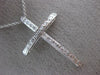 ESTATE LARGE .35CT ROUND DIAMOND 18KT WHITE GOLD 3D CLASSIC CROSS PENDANT #1140