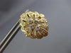 ESTATE LARGE .75CT DIAMOND 14K YELLOW GOLD 3D OPEN FILIGREE FLOWER STUD EARRINGS