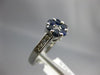ESTATE 1.0CT DIAMOND & AAA SAPPHIRE 14KT WHITE GOLD 3D FLOWER CLUSTER LOVE RING