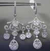 ESTATE LARGE 4.90CT DIAMOND 14KT WHITE GOLD 3D FLEUR DE LIS CHANDELIER EARRINGS