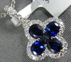 ESTATE .88CT DIAMOND & AAA SAPPHIRE 18K WHITE GOLD 3D CLOVER FLOWER LOVE PENDANT