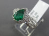 ESTATE 1.95CT DIAMOND EMERALD 14KT WHITE GOLD INFINITY HALO PEAR ENGAGEMENT RING