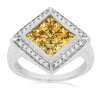 ESTATE WIDE 1.20CT DIAMOND & AAA YELLOW SAPPHIRE 14KT WHITE GOLD INVISIBLE RING