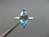 ESTATE 2.25CT DIAMOND & AAA BLUE TOPAZ 14K WHITE GOLD 3D 3 STONE ENGAGEMENT RING